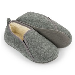 Bambosze damskie szare filc, kapcie wełniane