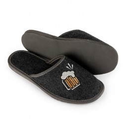 Laczki męskie filcowe, czarne, haft kufel