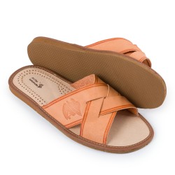 Góralskie klapki męskie skóra naturalna, jasny brąz