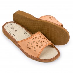 Damskie Klapki Kapcie Góralskie 100% SKÓRA Pantofle Domowe