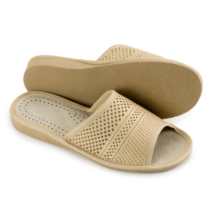 Kapcie damskie, beżowe