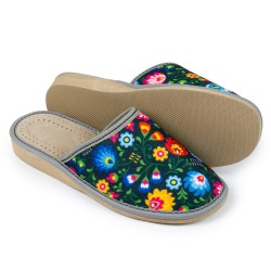 Kapcie damskie, łowicki wzór