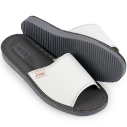 Kapcie damskie skóra ekologiczna, białe