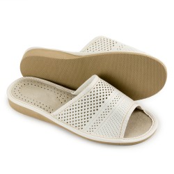 Kapcie damskie, ażurowe, białe