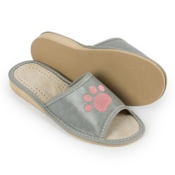 Kapcie damskie z kotkiem, szare