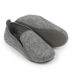 Bamboszki damskie nieocieplane, filcowe, szare