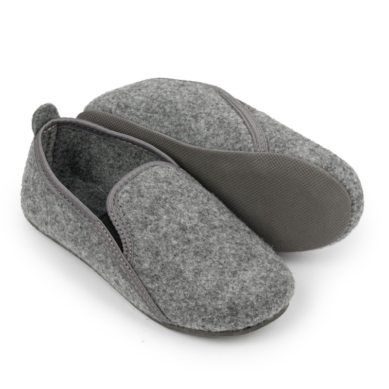 Bamboszki damskie nieocieplane, filcowe, szare