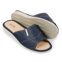 Kapcie damskie z gumką, granatowe.