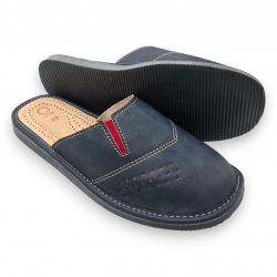 Kapcie męskie z gumką pełne, granatowe
